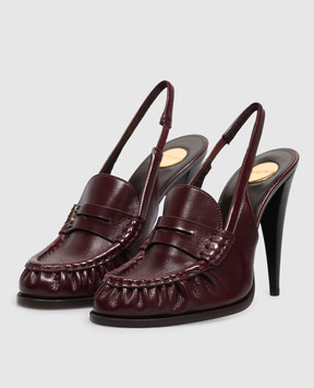 Saint Laurent Бордові шкіряні слінгбеки LE LOAFER A001EHAAGXE