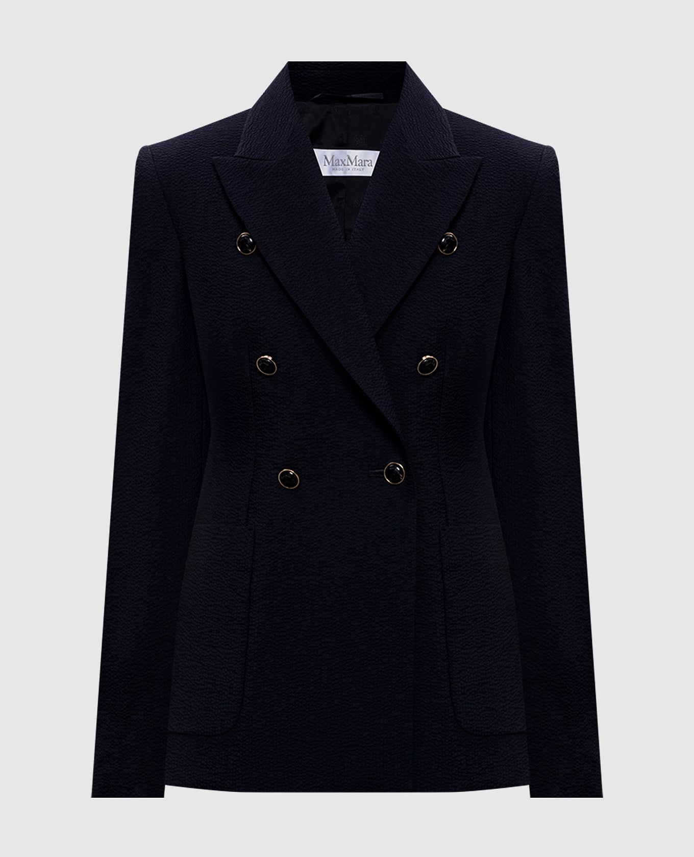 Синий двубортный жакет MXMRICETTA из шерсти