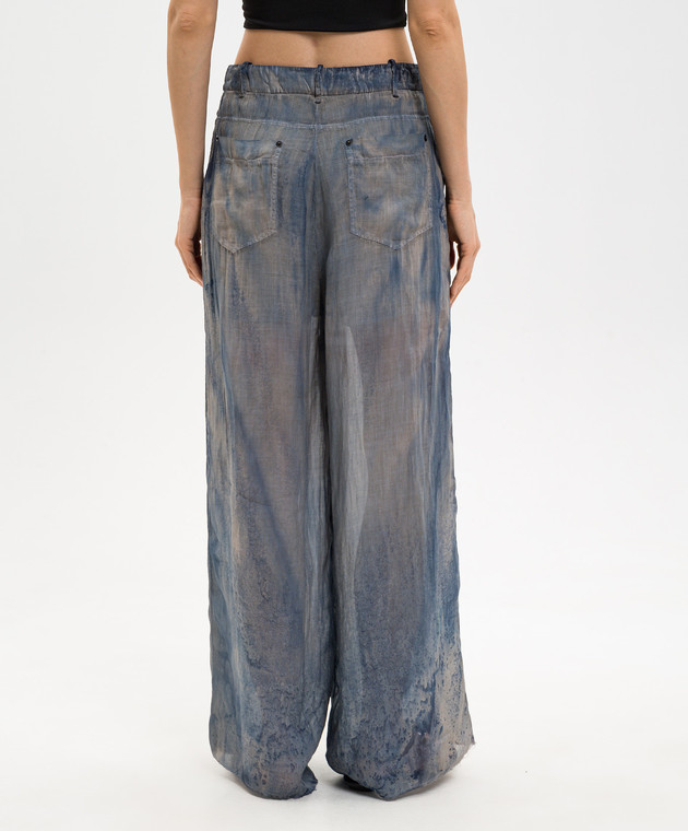 Masnada Сині штани з рамі з принтом 8053 зображення 4