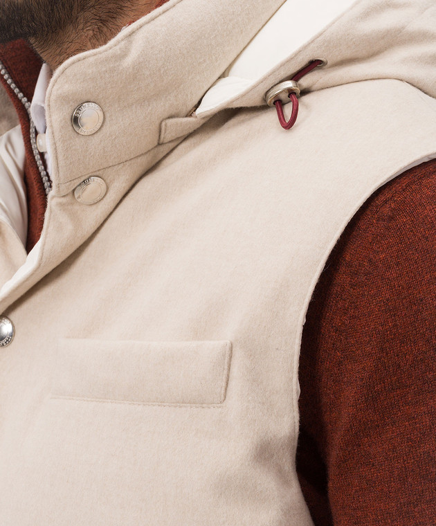 Brunello Cucinelli Бежевый пуховый жилет из шерсти MM4701775 изображение 5