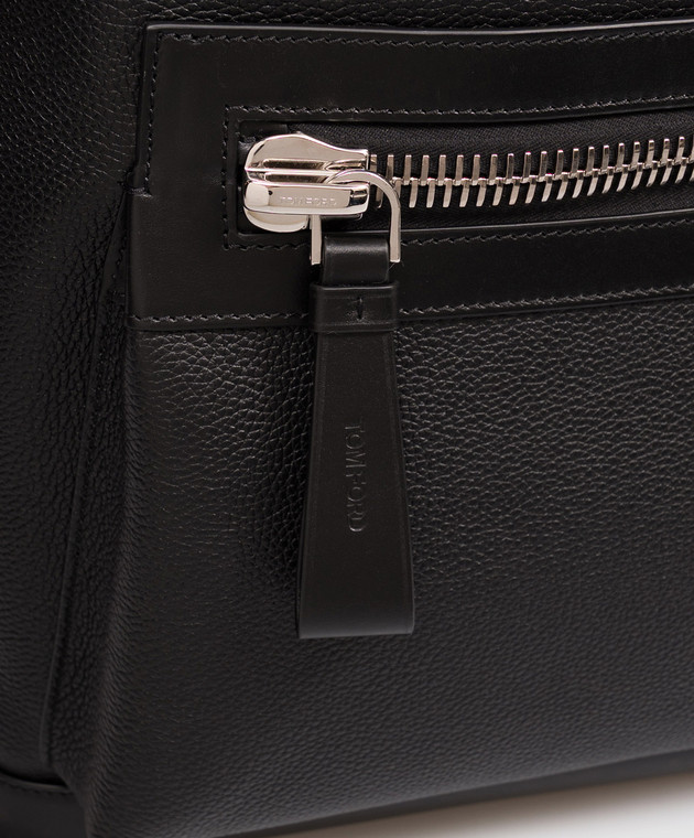 Tom Ford Черный кожаный рюкзак с тиснением логотипа H0397LCL213S изображение 4