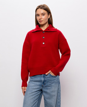 Ami Paris Красный свитер из мериноса шерсти UKS885KN0192w
