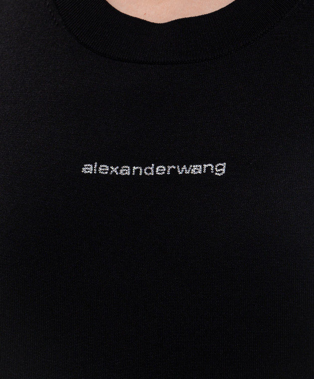 Alexander Wang Чорна укорочена футболка з кристалами 1KC3261083 зображення 5