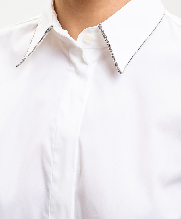 Brunello Cucinelli Біла сорочка без рукавів з оздобленням на комірі MP091MA616 зображення 5
