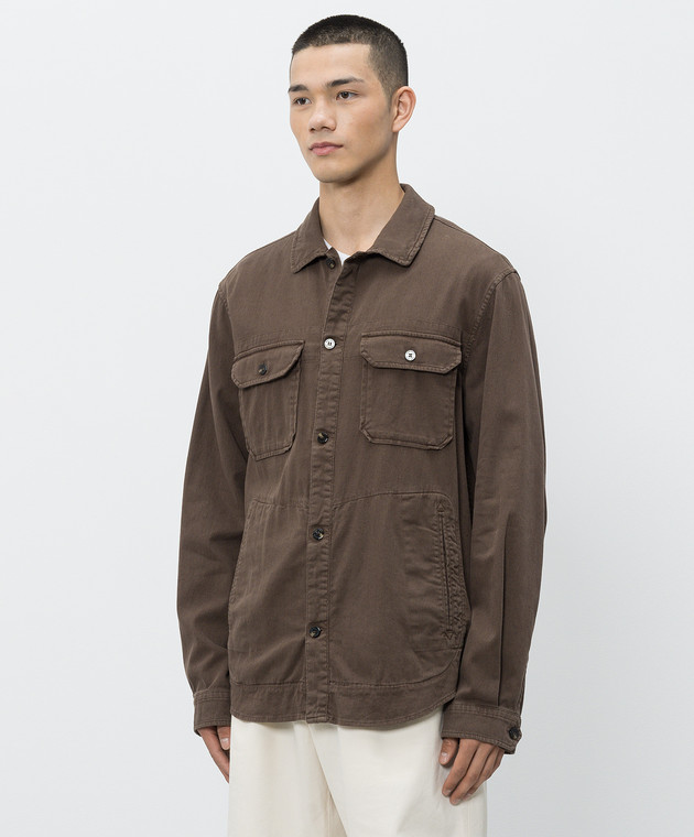 Woolrich Коричнева сорочка з льоном CFWOOS2036MRUT5288 зображення 3