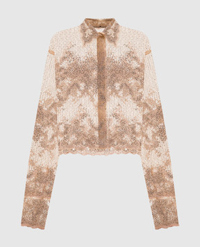 Ermanno Scervino Бежева блуза з кристалами D482K726CTUJP