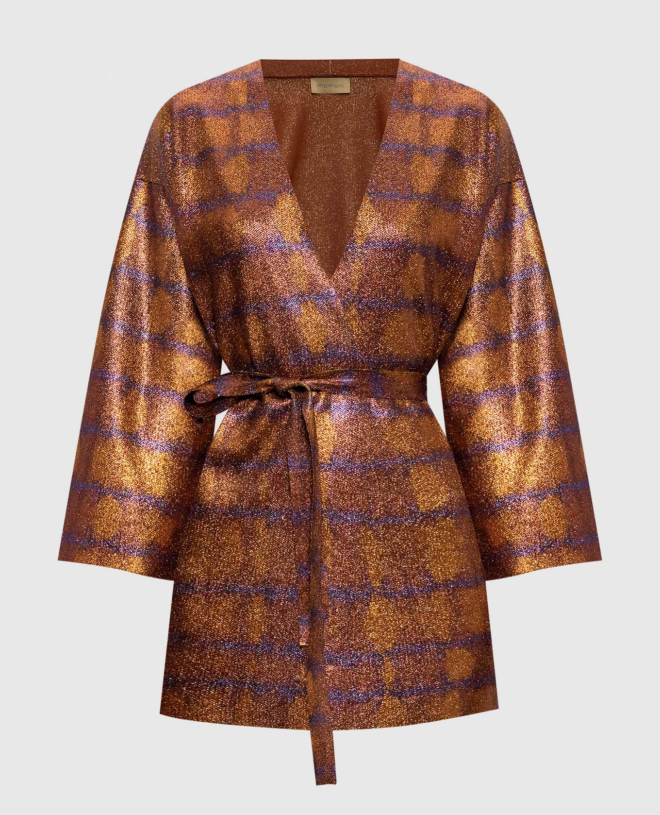 Коричневый кардиган CHAMA на запах с люрексом