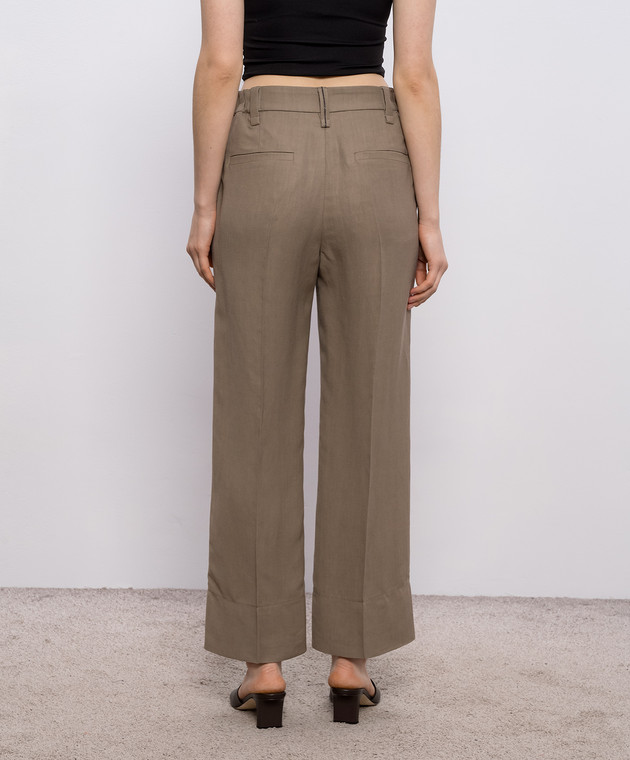Brunello Cucinelli Коричневі штани з льоном MH126P9184 зображення 4