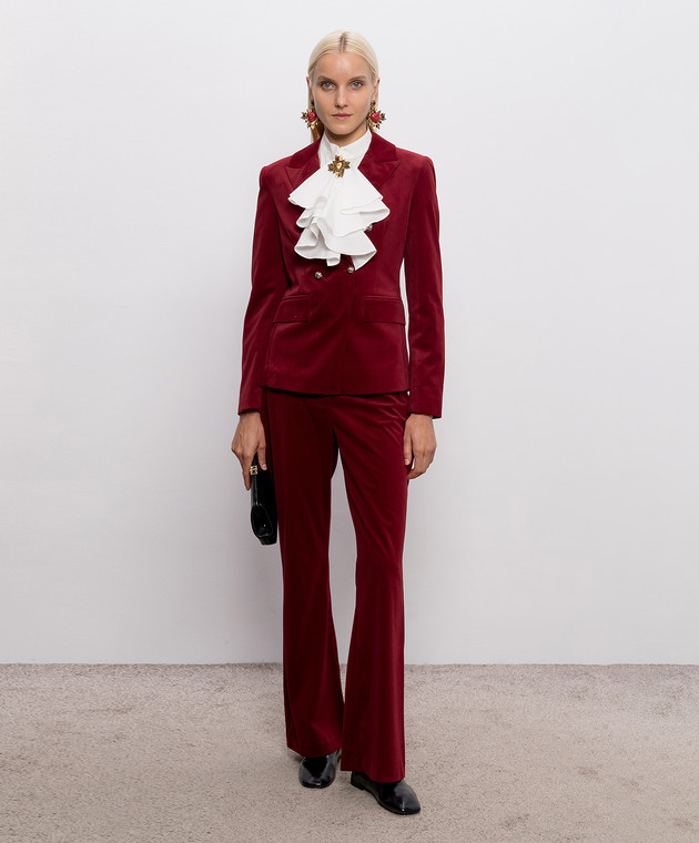 Twinset Бордовые велюровые брюки-клеш 262AP2271 изображение 2