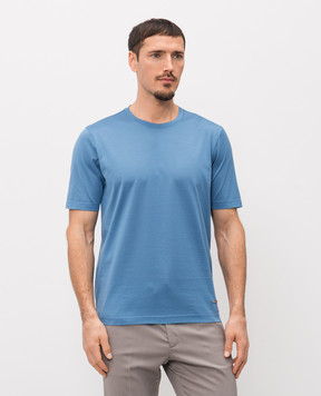 Enrico Mandelli Голубая футболка с нашивкой логотипа 3K052A5677