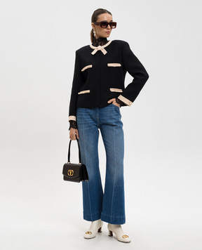 Valentino Черный твидовый жакет из шерсти 7B0CEJ9090Y