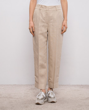 Peserico Бежевые брюки с льном A04210D01920