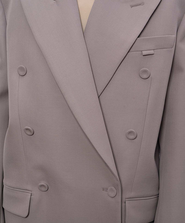 Thierry Mugler Серый двубортный жакет из шерсти 26S1VE04961019 изображение 5