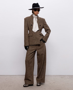 Brunello Cucinelli Коричневі штани з вовною з відворотами MD002P9353