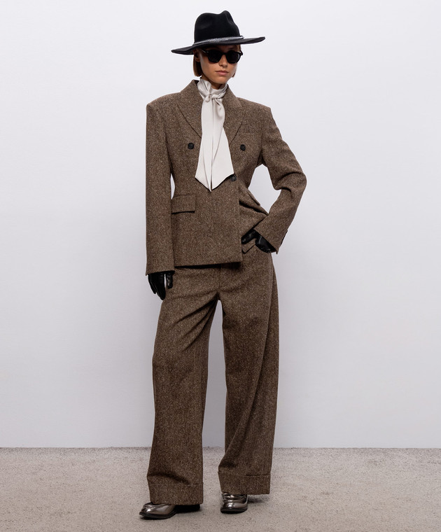 Brunello Cucinelli Коричневі штани з вовною з відворотами MD002P9353 зображення 2
