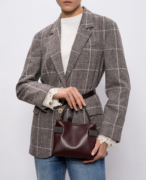 Brunello Cucinelli Бордовая кожаная сумка Essence MBTKD2499
