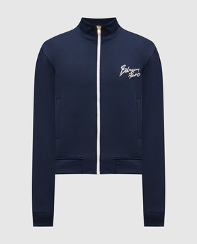 Balmain Синя спортивна куртка з логотипом GH1TFA91BD40