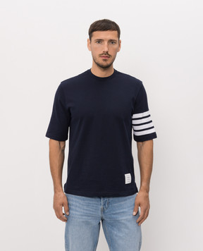 Thom Browne Синя футболка з нашивкою логотипа MJS168G07862