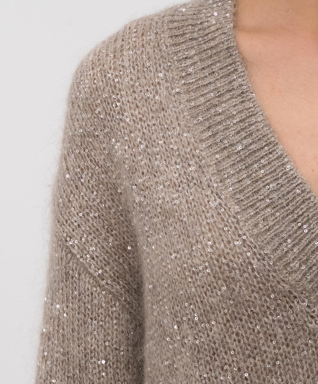 Brunello Cucinelli Бежевый пуловер с шерстью альпаки MMS579702P изображение 5