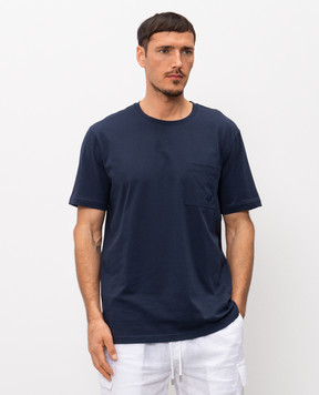 Vilebrequin Синя футболка Titan з вишивкою емблеми TTNU0P00