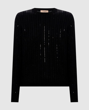 Twinset Черный свитер с шерстью с кристаллами 262TT3150