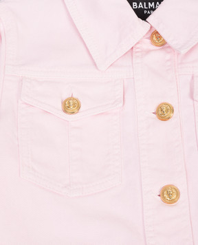 Balmain Дитяча рожева джинсова куртка з вишивкою логотипа BY2A07Z37021213