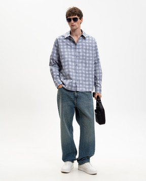 Axel Arigato Серая рубашка Distort Gingham в клеточку A3876001