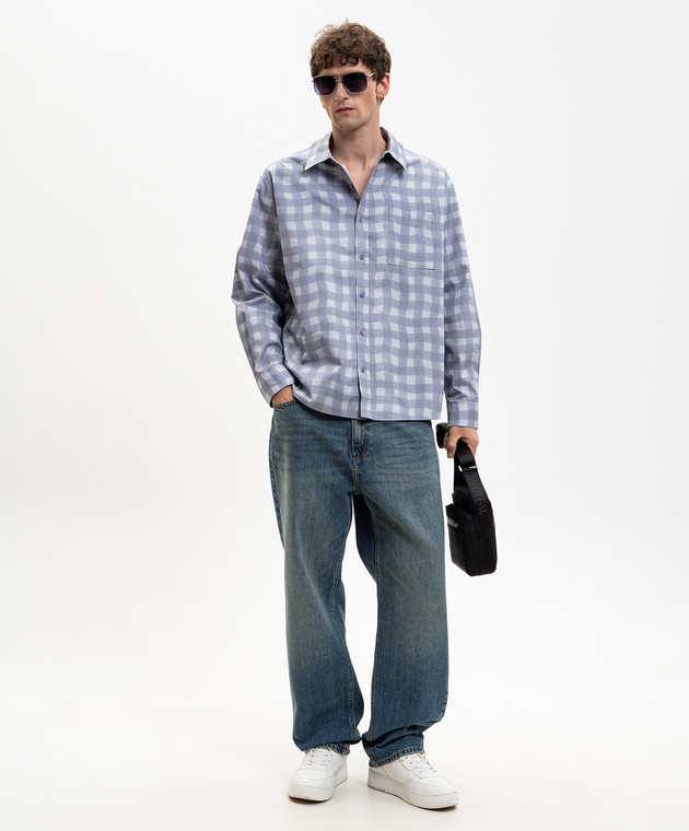 Axel Arigato Серая рубашка Distort Gingham в клеточку A3876001 изображение 2