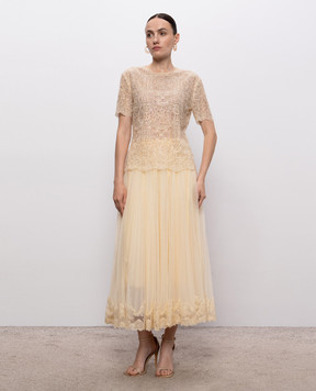 Ermanno Scervino Бежевый топ с кристаллами D482L773CTUGB