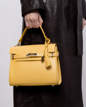 Gianni Notaro Жовта шкіряна сумка-сетчел DOLLARO 099DOLLAROORO