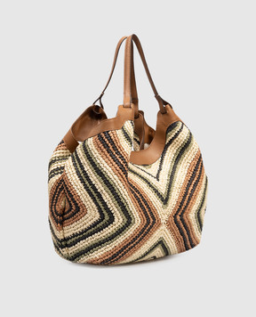 Gianni Chiarini Бежева сумка-тоут Dua з рафії BS12190DIAMIX