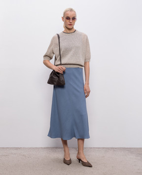 Brunello Cucinelli Бежевий топ з льону з паєтками MDT746400