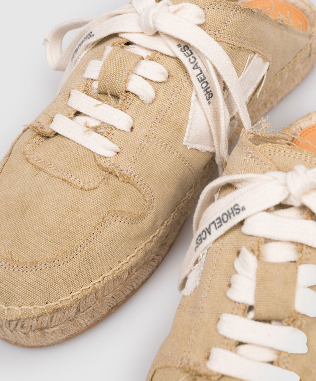 Off-White Бежеві кросівки-мюлі з нашивкою емблеми OMIB00AS26FAB001 зображення 5