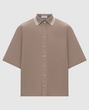Brunello Cucinelli Коричнева сорочка з люрексом M0091RG706