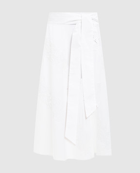 Twinset Біла спідниця міді з вишивкою 261TT2030