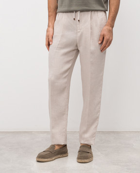Brunello Cucinelli Бежевые брюки из льна M243DE1710