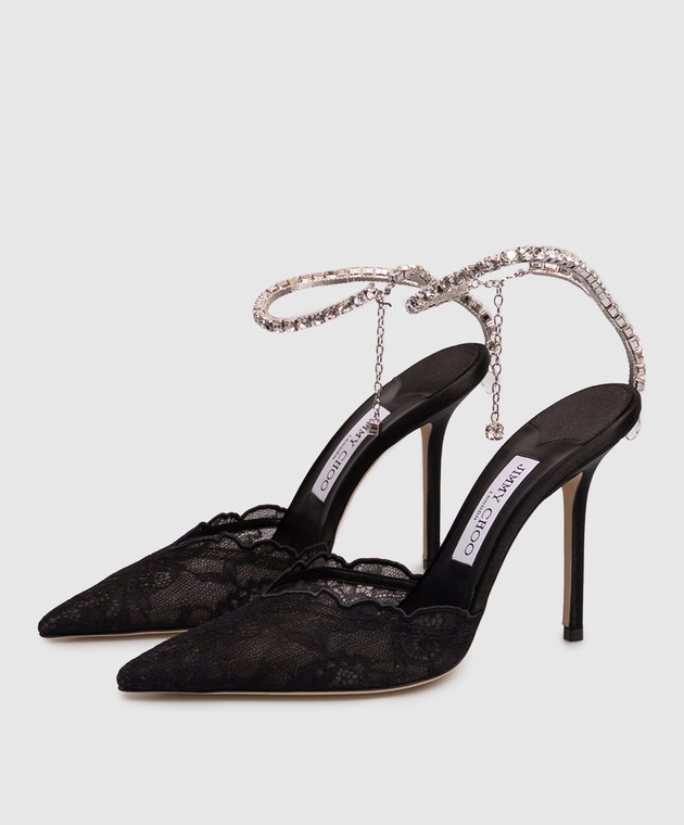 Jimmy Choo Черные слингбеки Saeda с кристаллами SAEDA100GQV изображение 2