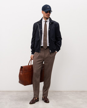 Brunello Cucinelli Синя куртка із шовку та вовни MM4346571