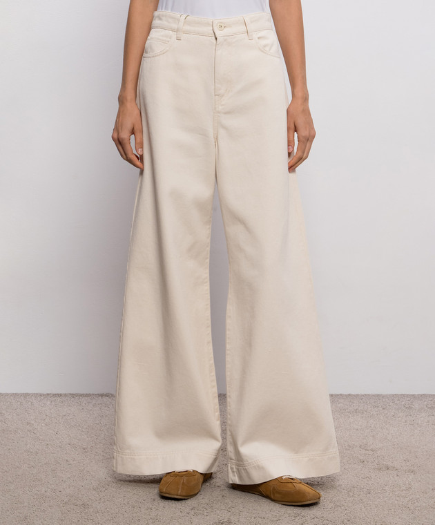 Max Mara Weekend Джинсовые палаццо CANNETI цвета айвори с патчем логотипа WKDCANNETI изображение 3