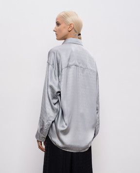 Balenciaga Сіра блуза в принт логотипа 850978TTO54