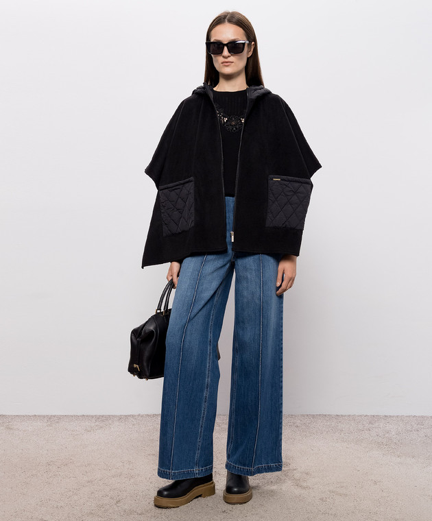 Twinset Чорне пончо з капюшоном 262LI4BLL зображення 2