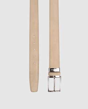 Canali Бежевый замшевый ремень с логотипом KB0047750C