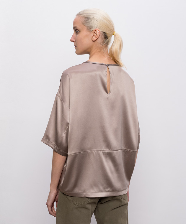 Brunello Cucinelli Бежева блуза із шовку M0C59DZ310 зображення 4