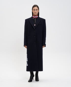 Off-White Синє пальто з вовною 2ER02JF25FAB001