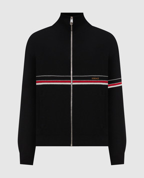 Versace Черная спортивная куртка с вышивкой логотипа 10257421A18340