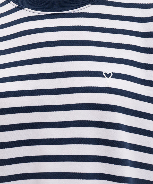 Ami Paris Белый лонгслив в полоску с вышивкой эмблемы UTS375JE0210 изображение 5