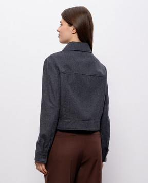 Brunello Cucinelli Серая укороченная куртка из шерсти MG5497459P
