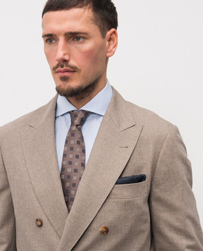 Brunello Cucinelli Сіра краватка із шовку у візерунок MX8600018