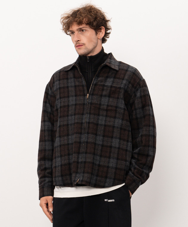 Vetements Куртка в стилі сорочки з вовною в клітинку MH27SH064BC зображення 3