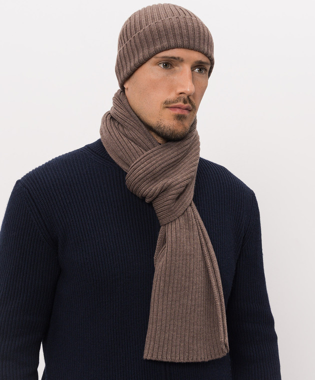 Cashmere&Whiskey Коричневый шарф из шерсти 140 изображение 2